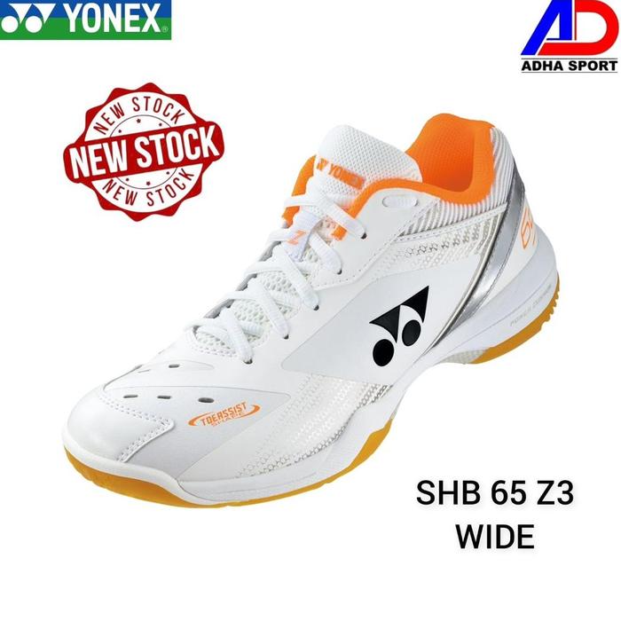 New Sepatu Badminton Yonex Power Cushion SHB65 Wide White Orange / SHB 65 Z3 / SHB65Z3WEX Unisex