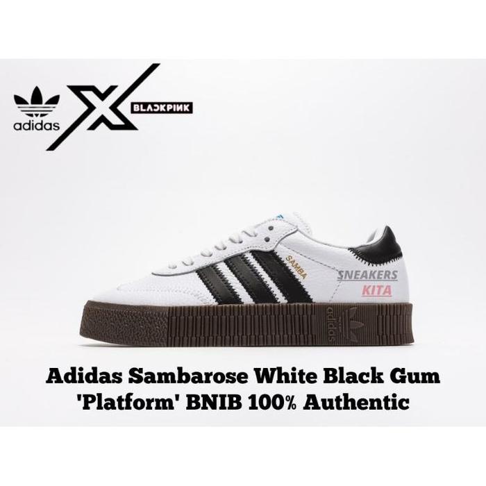 [PLATFORM WEDGES] Sepatu Casual Adidas Sambarose White Black Gum x Black Pink AQ1134 / Adidas Hak Ti