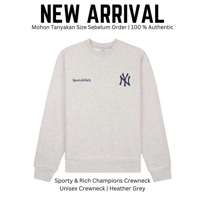 Sporty & Rich Champions Crewneck Heather Grey | Sweater Pria & Wanita Original 100 %