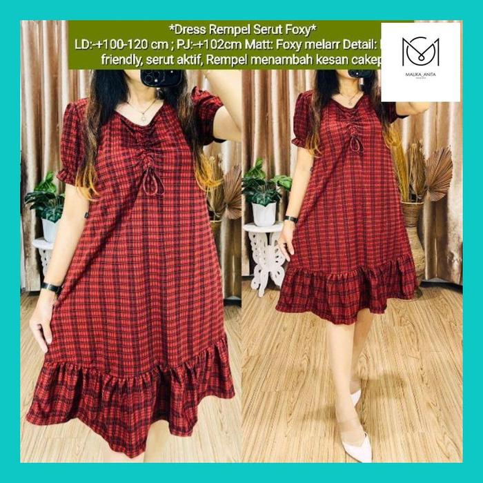 mlk_ dress foxy serut/ dress serut kotak / dress foxy / dress foxy rempel / dress foxy busui / daste