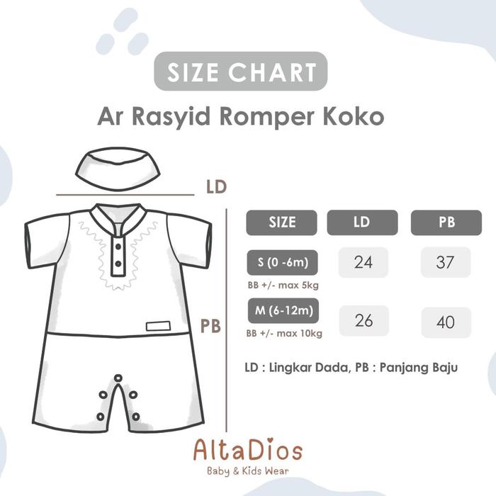 Terlaris Altadiosbaby | Kado AR RASYID Romper Koko Bayi Laki-laki Bordir + FREE Peci Premium | Baju 