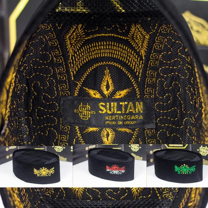 SULTAN GOLD - Peci NU Spesial Halus Hitam AC Bordir NU Beludru ROYAL Hijau Gold Merah Putih Songkok 