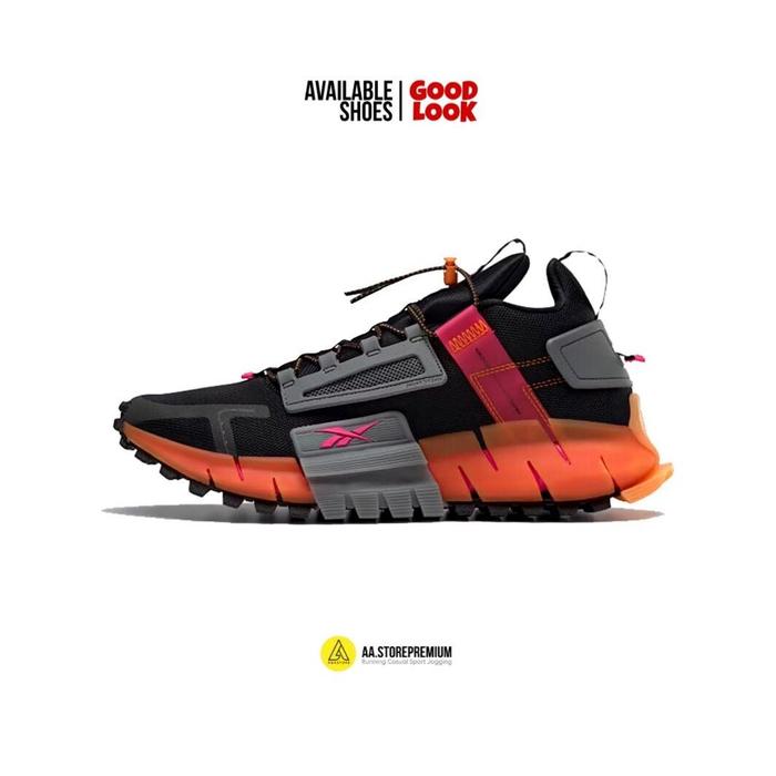 Sepatu Lari Pria Reebok Zig Kinetica Edge Black Orange - Men Running Shoes - Sepatu Lari Pria dan Wa