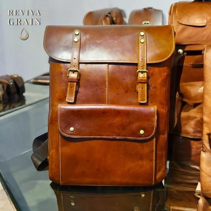 RANSEL KULIT ORIGINAL POLARE TRAVEL VEGETABLE LEATHER BACKPACK