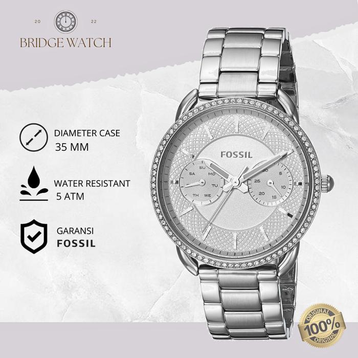 Jam Tangan Wanita Fossil Tailor ES4262 Chronograph Silver Stainless Steel Mewah Original