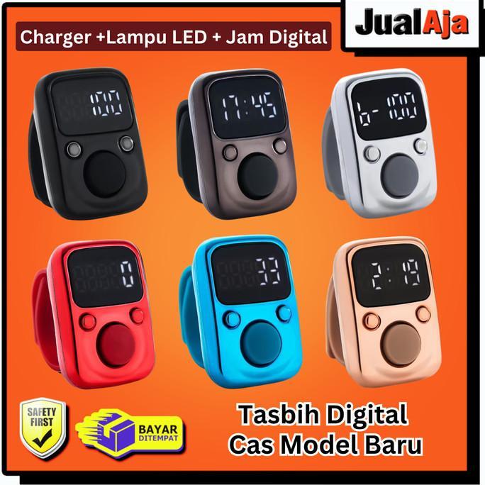Tasbih Digital Charger LED Jam Digital Premium