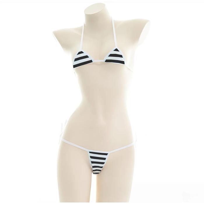 Set G String Dan Bra Motif Salur / Garis Garis 36