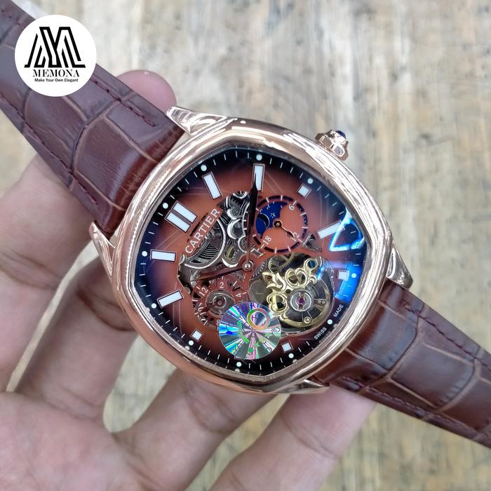 Jam Tangan Automatic Cartier Smooth Bezel Tourbillon