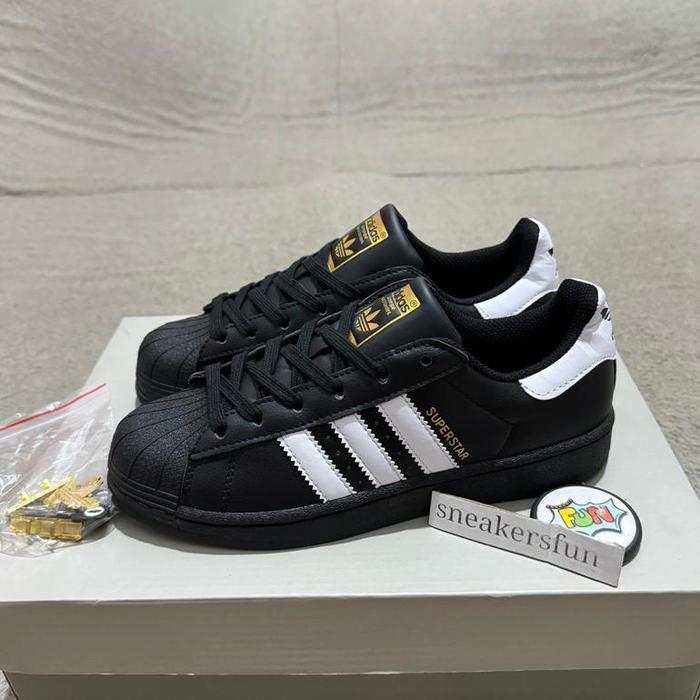 ADIDAS SUPERSTAR 50TH ANNIVERSARY BLACK WHITE PREMIUM ORIGINAL