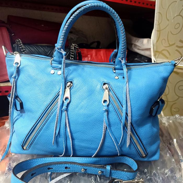 Rebecca Minkoff Sling Bag Leather Blue Moto Sachel Preloved