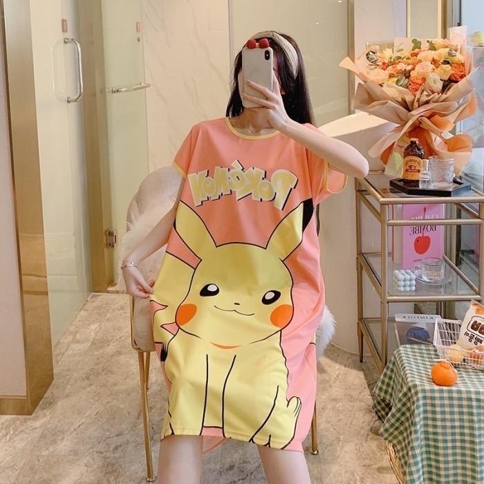 Daster Pikachu Dress Pokemon Import Kartun Karakter Jumbo