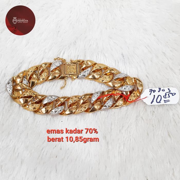 gelang sisik naga croom kombinasi emas kadar 70% berat 10,85gram