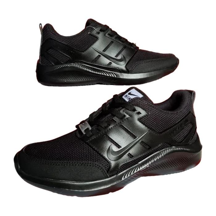 Sepatu Sekolah Anak Hitam Polos Nike Full Black Olahraga Pria Wanita / Sepatu Sneakers Sport Size 33