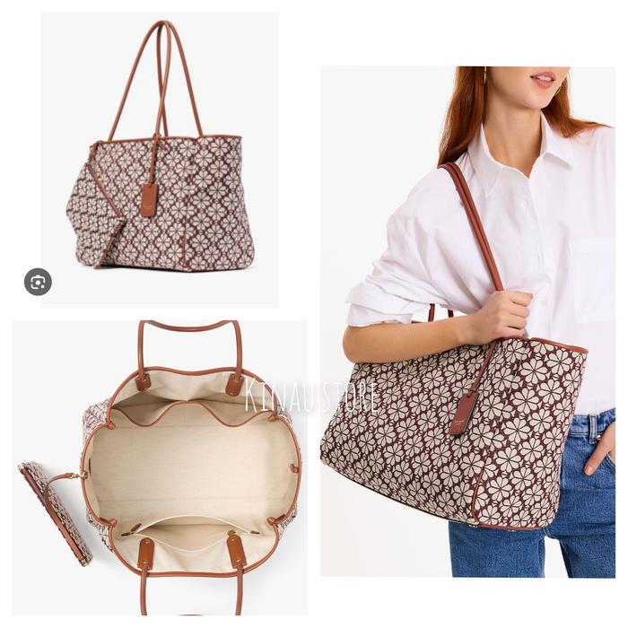 tas tote bag wanita ks everything spade flower jacquard large tote