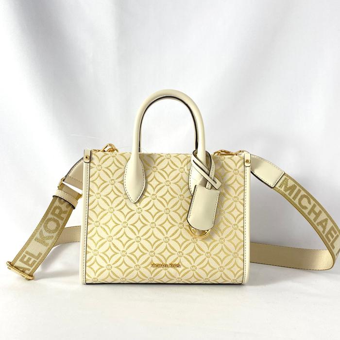 tas wanita mk mirella small shopper tz lt cream multi vj