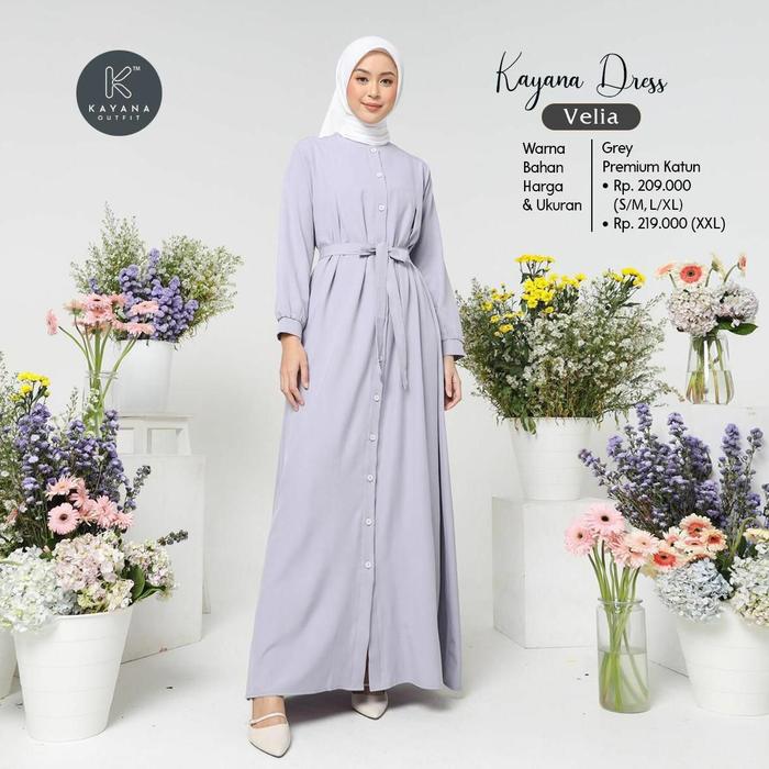 Baju Muslimah Kayana Outfit | Kayana Dress Velia | Pakaian Baju Rok Jilbab Muslim Nyaman Adem Lembut