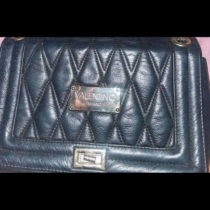 Authentic VALENTINO MILANO USED PRELOVED, Black Leather Crossbody Bag