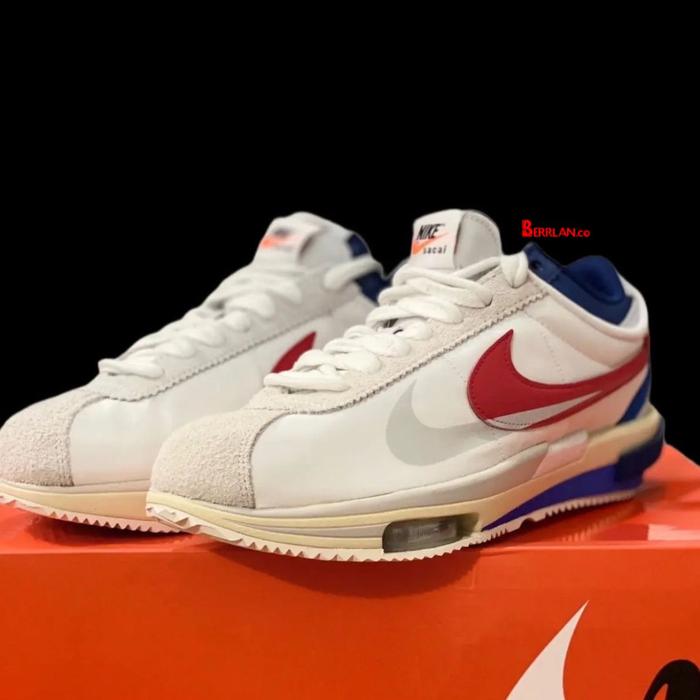 Nike Cortez 4.0 Sacai White University Red Blue 100% Original