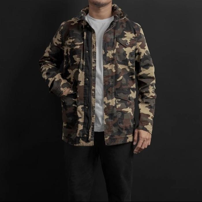 Jaket Parka Pria GRGE US Brand Hidden Hood Military Jacket