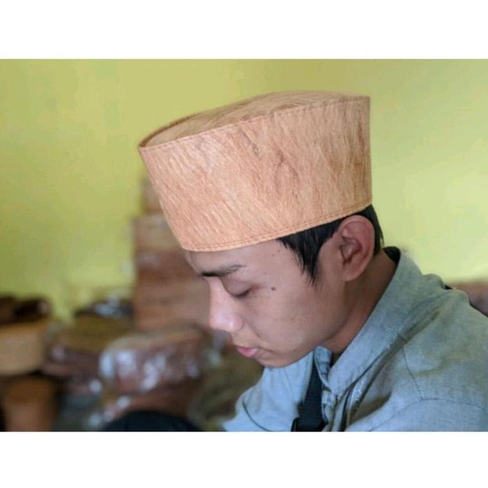 Peci kulit kayu waru motif terompah lancip kopiah pria terbaru terunik songkok dewasa termurah