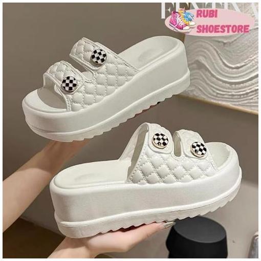 Sandal Wanita Kekinian Sandal Fuji Korea Sandal Jelly Slop Wedges Premium Tidak Licin Empuk [Rubi Sh
