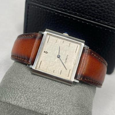 Corum Square 57155 Gray Dial Hand WINDING Vintage Watch 1970