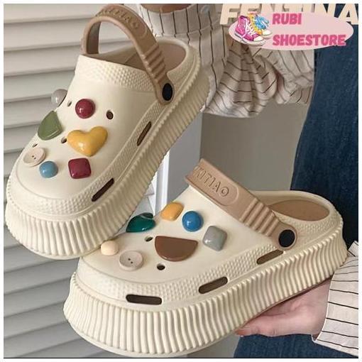 Sandal Wanita Kekinian Sandal Kodok Sandal Fuji Sandal Baim Wedges Anti-selip sandal Jelly [Rubi Sho