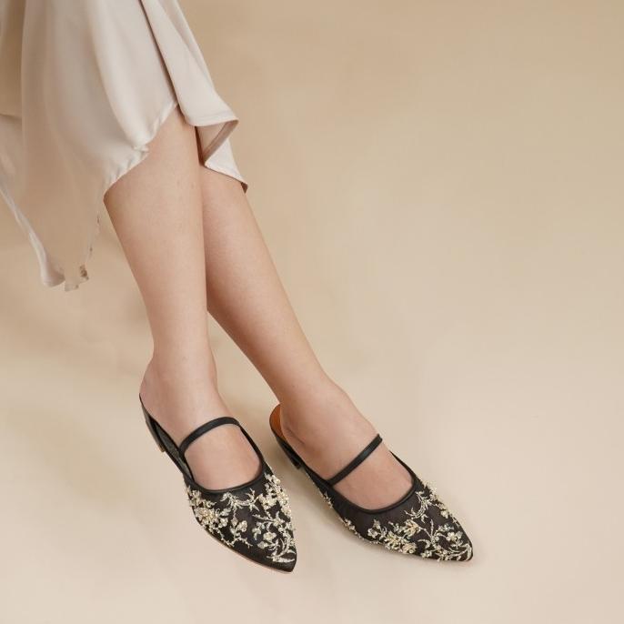 Vaia X Aleza Sandal Heels Wanita Dalila Black 4 Cm