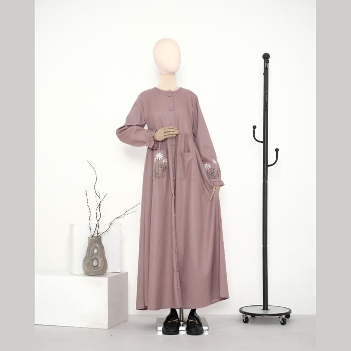 KUPNAD Gamis Katun Toyobo Bordir - Daisy Dress Dusty Purple
