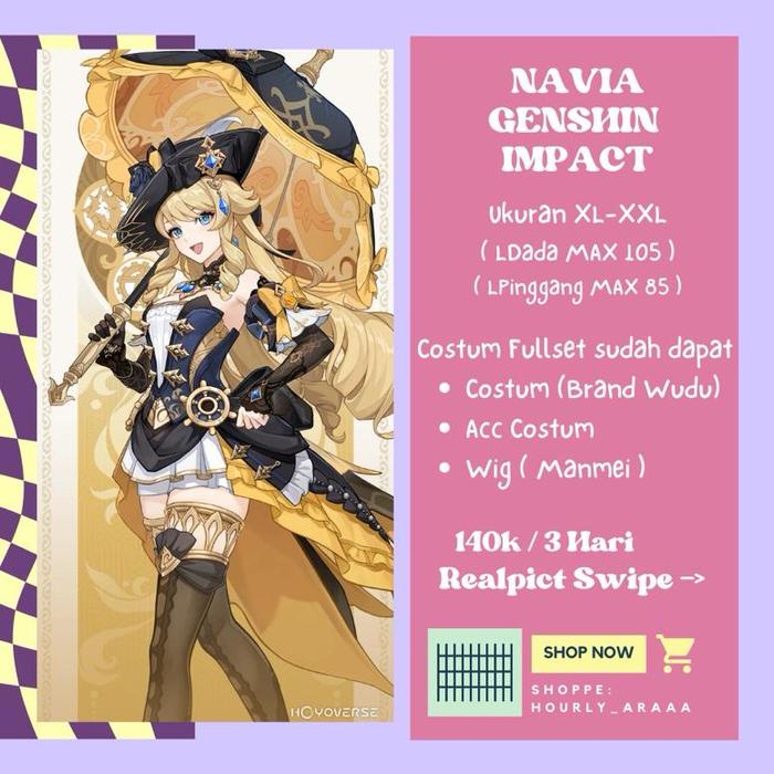 BERKUALITAS SEWA/RENTAL COSTUM COSPLAY NAVIA GENSHIN IMPACT