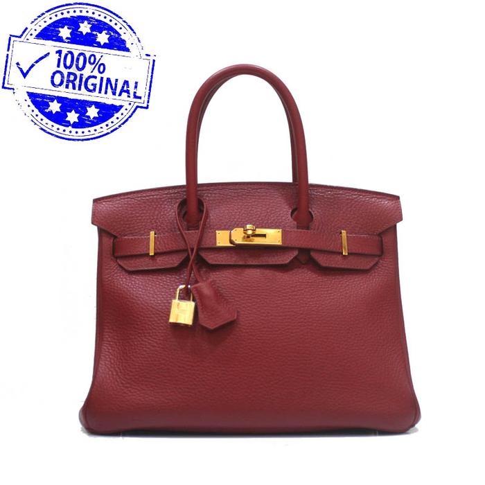 Preloved Hermes Birkin 30 B30 Red Rouge Grenat Clemence GHW R 2014