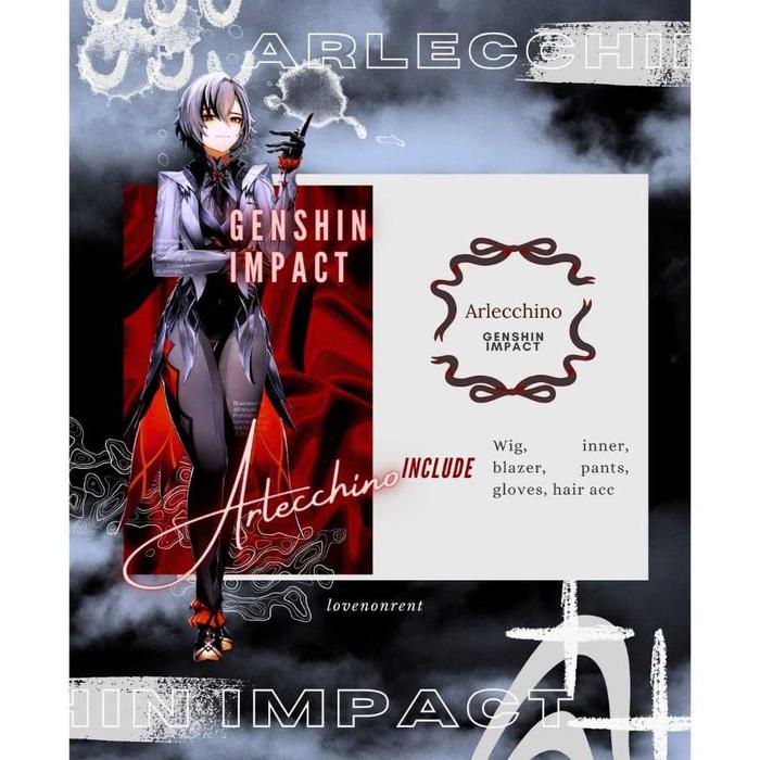 BERKUALITAS GENSHIN IMPACT ARLECHINO COSTUME COSPLAY RENTAL FULLSET (KOSTUM COSPLAY GENSHIN IMPACT A