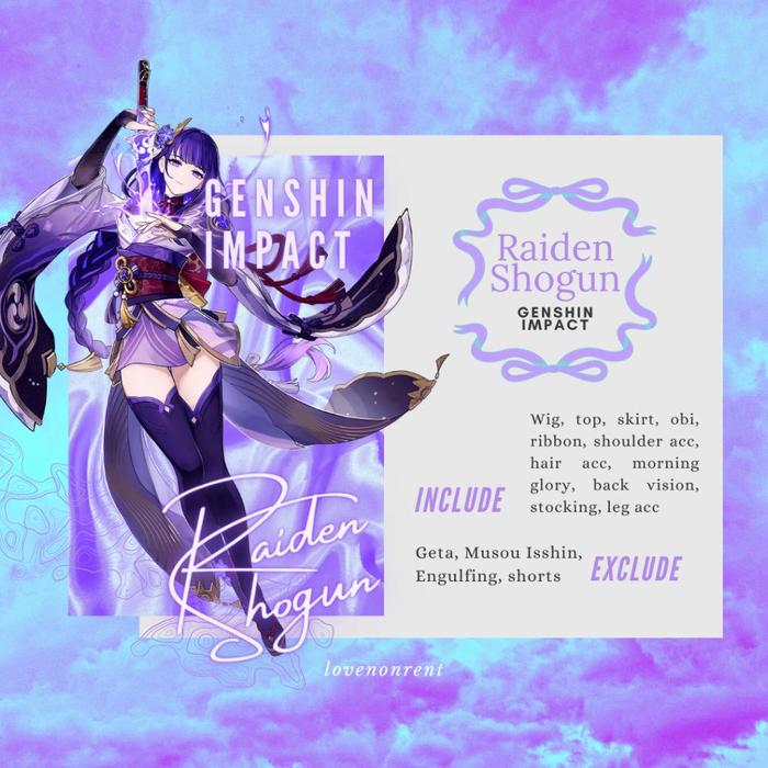 BERKUALITAS GENSHIN IMPACT RAIDEN SHOGUN COSTUME COSPLAY RENTAL FULLSET (KOSTUM COSPLAY SEWA FULLSET