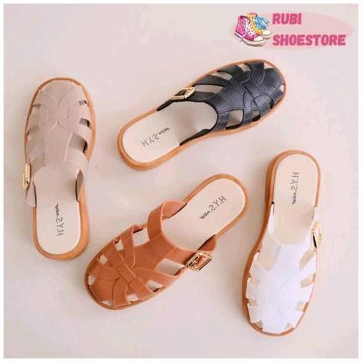 sendal selop wanita sandal viral sandal bustong waniat sandal rajut wanita [Rubi Shoestore]