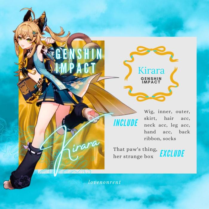 BERKUALITAS GENSHIN IMPACT KIRARA COSTUME COSPLAY RENTAL FULLSET (KOSTUM COSPLAY GENSHIN IMPACT KIRA