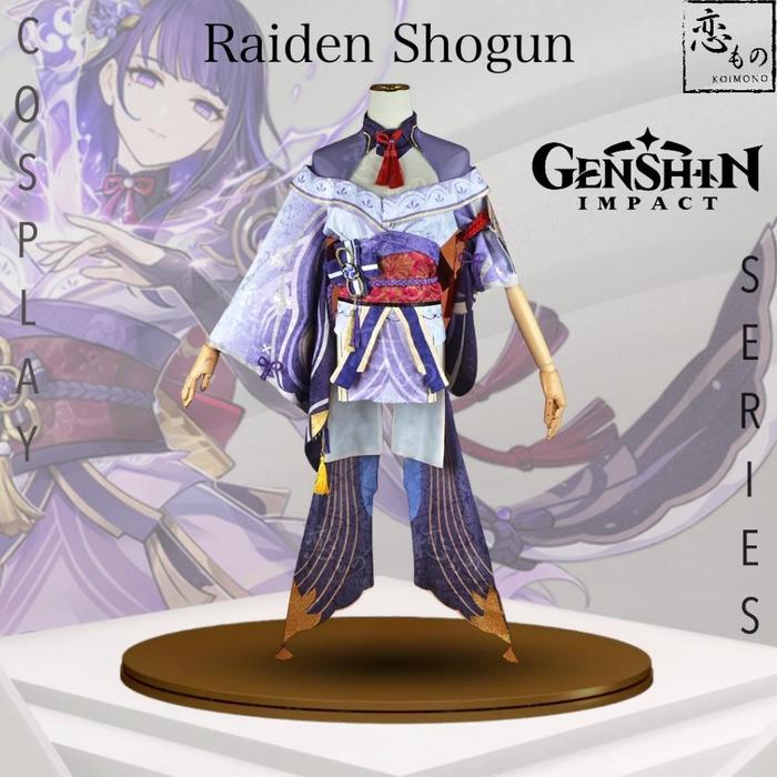 BERKUALITAS KOIMONO RAIDEN SHOGUN GENSHIN IMPACT DEFAULT COSTUME COSPLAY SET INCLUDE WIG EI RAIDEN M