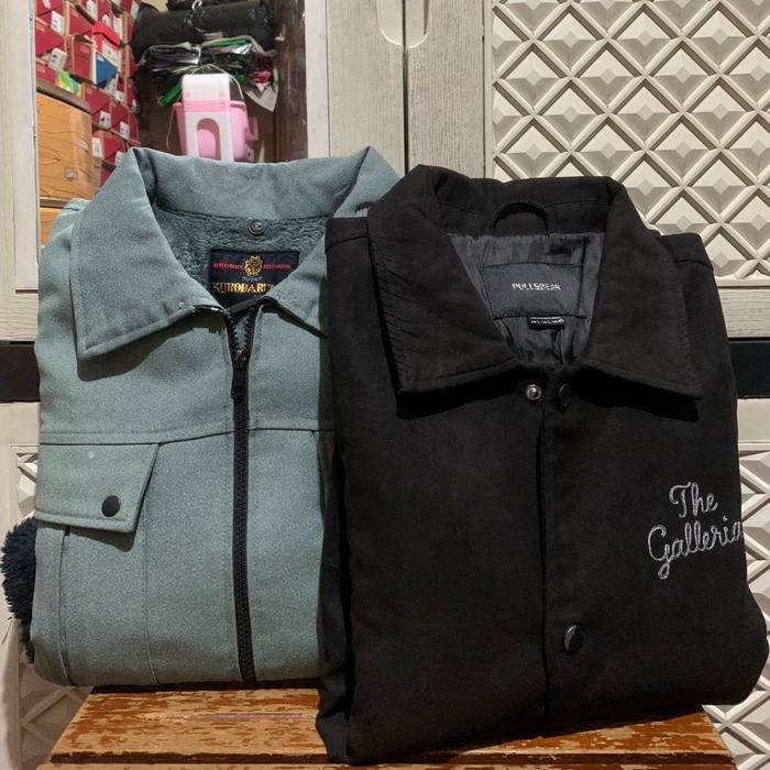 ORIGINAL OUTERWEAR SUEDE PULL & BEAR JACKET ZIPPER KURODARUMA SHERPA BLACK
