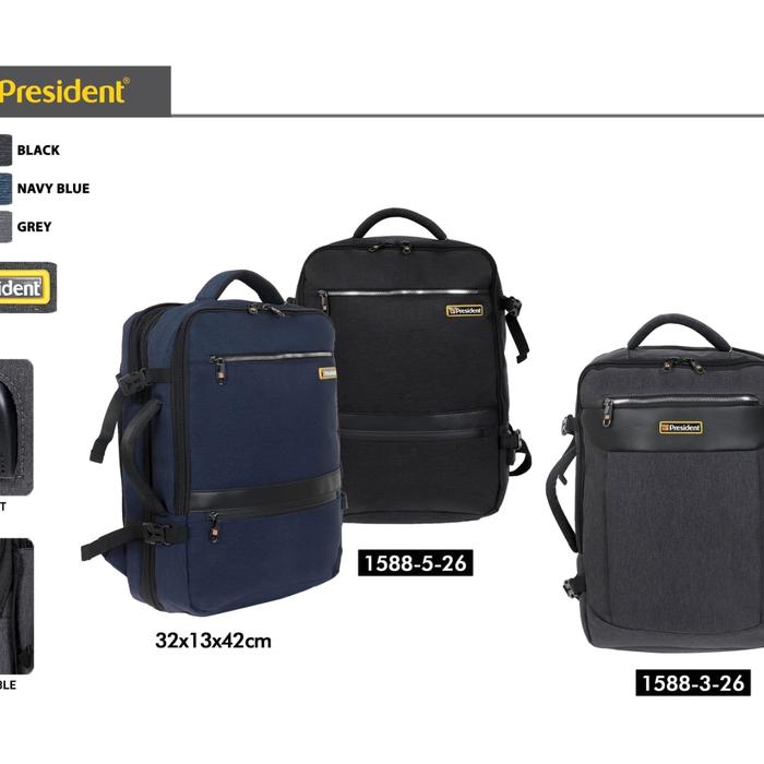 TAS RANSEL LAPTOP 3IN1 1588-5-26 | BACKPACK PRESIDENT USB ORIGINAL | TAS RANSEL PRESIDENT | TAS LAPT