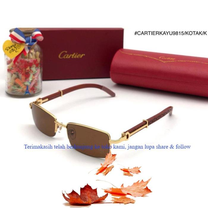 harga spesial Kacamata Pria Cartier fashion KAYU KOTAK 9815 FULLSET BERKUALITAS