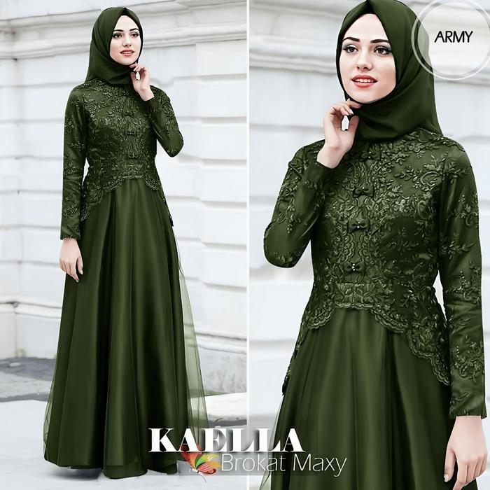 Kaella Maxi - Gamis Brokat Kombinasi Terbaru 2025 Gamis Pesta Simple Elegan Mewah Brokat Lebaran 202