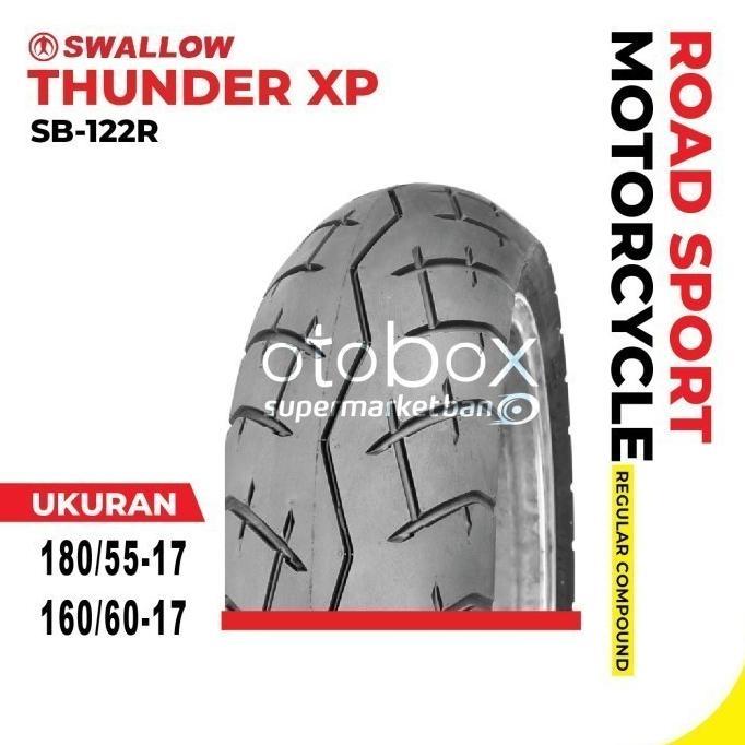 BAN LUAR MOTOR SWALLOW 180/55 RING 17 SB-122R THUNDER XP TUBELESS