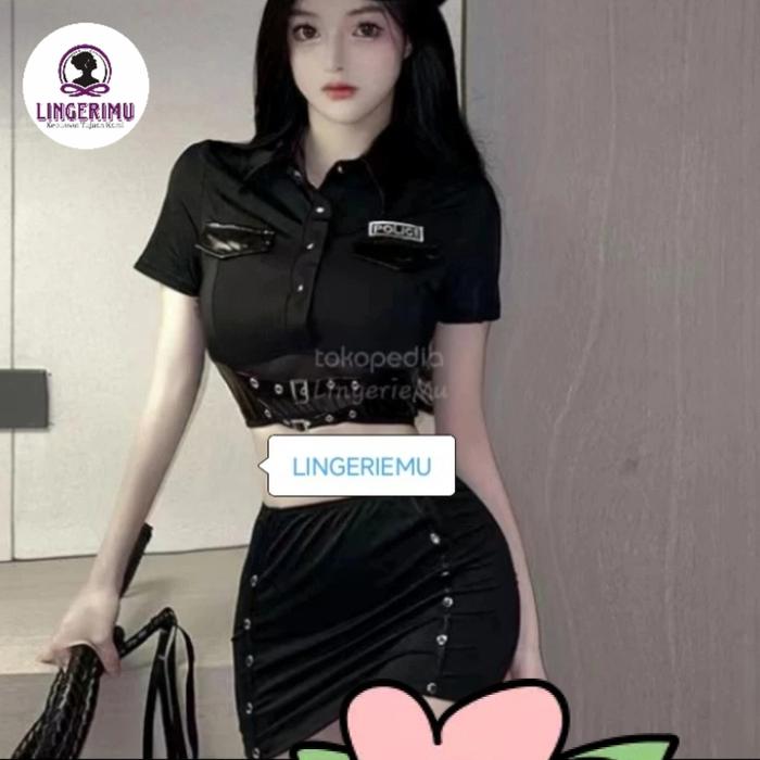 Lingerie cosplay costume seragam polisi  setelan rok pendek sexy