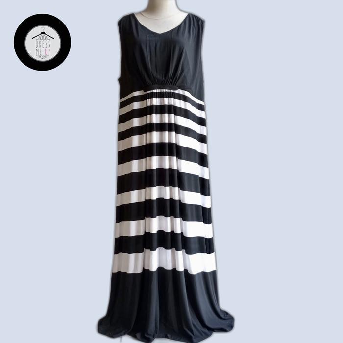 CJ Banks long dress maxi branded dress, bahan ITY warna Black/white size 16 (XXL)