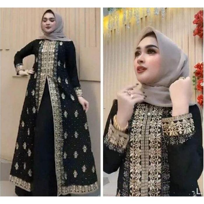 ZIFA FASHION // COD // ISMI DRESS ABAYA PAYET BORDIR MEWAH // ABAYA GAMIS HITAM // ARABIAN TURKI VIR