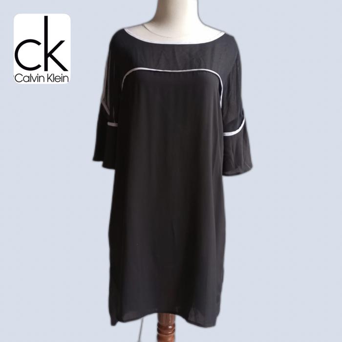 CK branded dress original bahan CDC halus warna hitam/putih size M/L