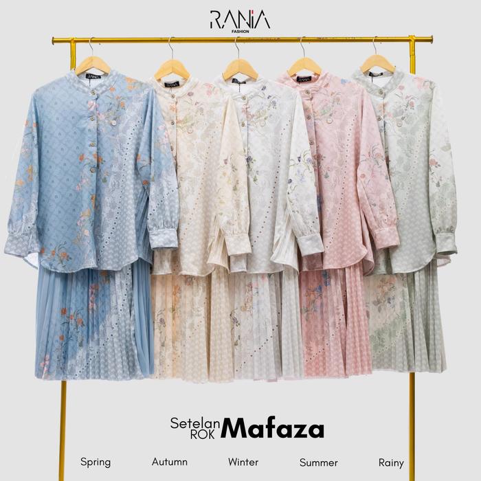 One Set Setelan Rok Plisket Wanita Motif Mafaza
