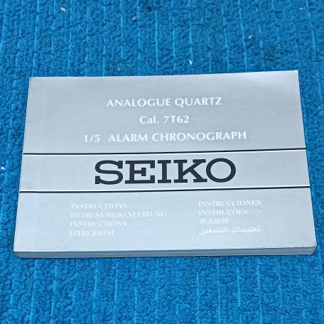 Buku Manual Book Seiko Chrono Cal 7T62 1/5 Alarm Chronograph Original