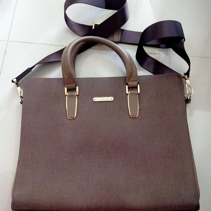 Tas Selempang Polo Ralph Lauren Sling bag / tas laptop. Preloved - Coklat muda