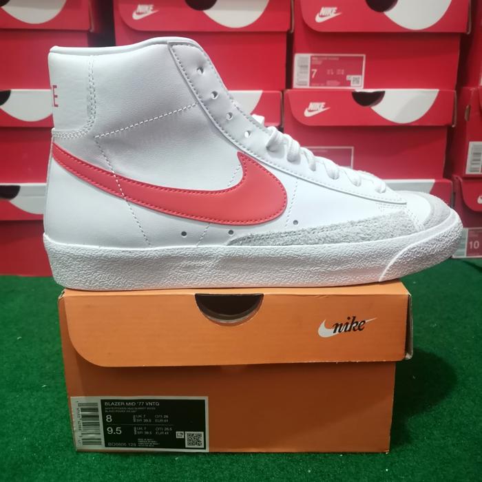 Sepatu Nike Blazer Mid 77 VNTG White Red [BQ6806-128] 100% Original Sneakers Casual Pria Wanita