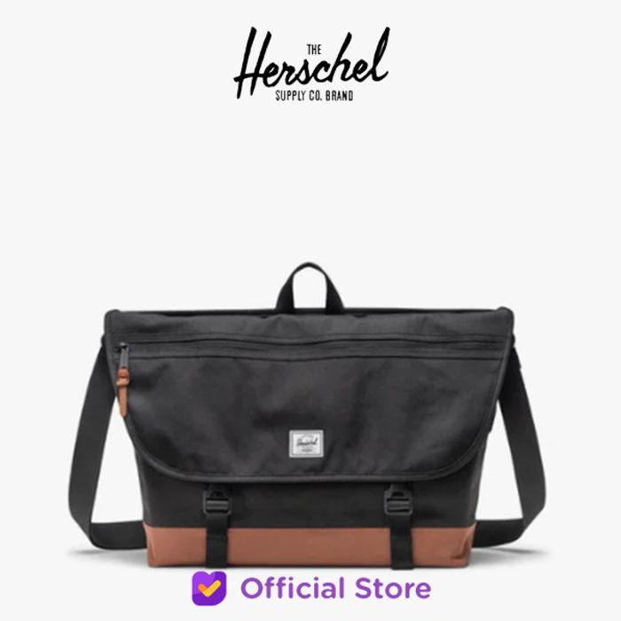 Herschel Cove Messenger Bag (22,5 L) - Tas Selempang Pria - Black/Saddle Brown